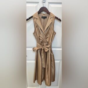 Jones New York Metallic Bronze Mini Dress with bow detail Sz 4